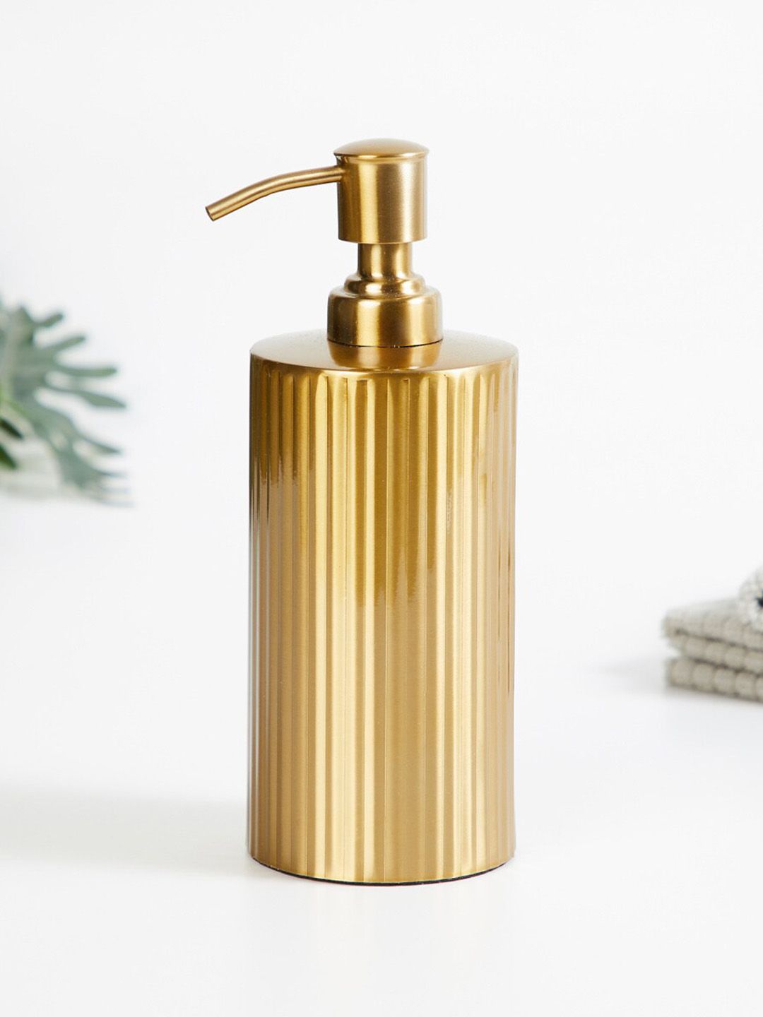 Home Centre Gold-Toned Textured Freestanding Soap Dispenser Price in India