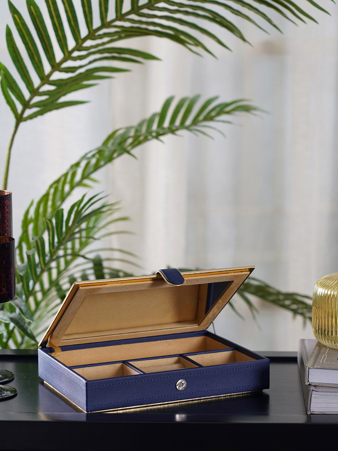 Pure Home and Living Blue Solid Jewellery Box Price in India