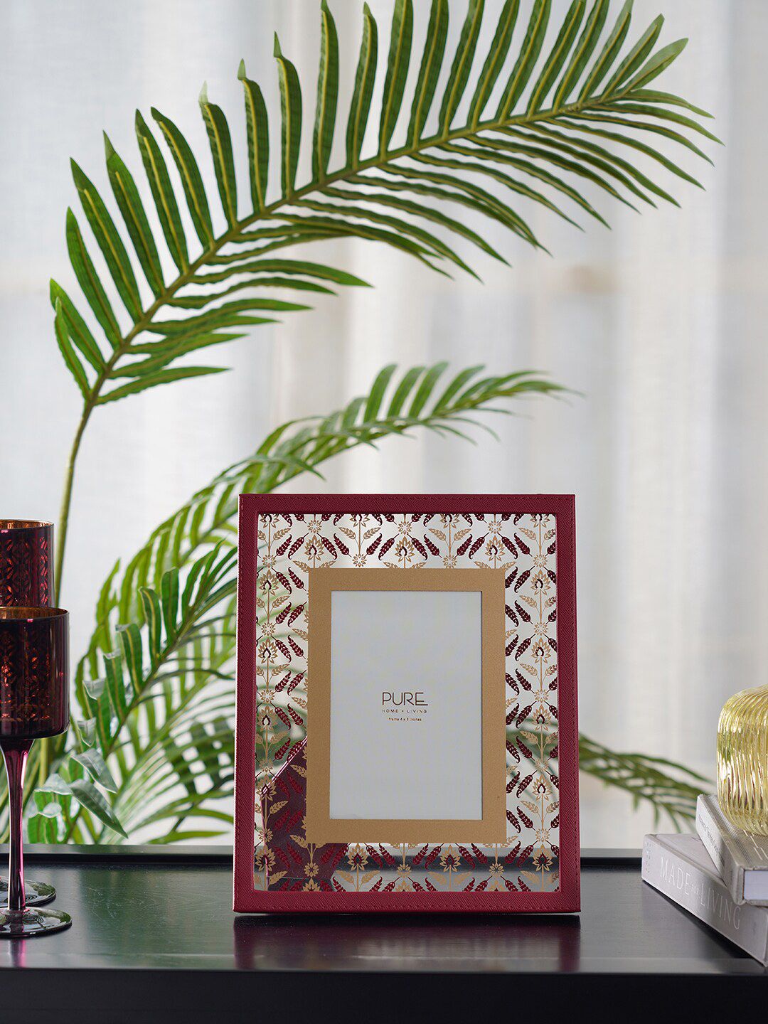 Pure Home and Living Red Printed Photo Frame Price in India