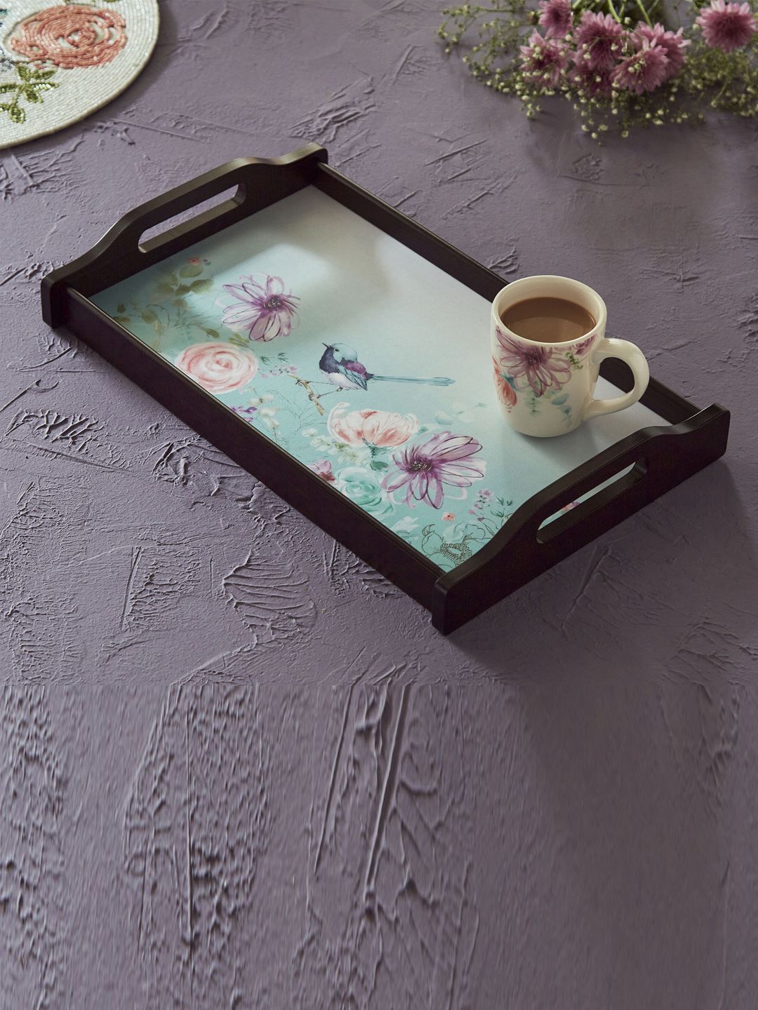 Home Centre Green Printed Serving Tray Price in India