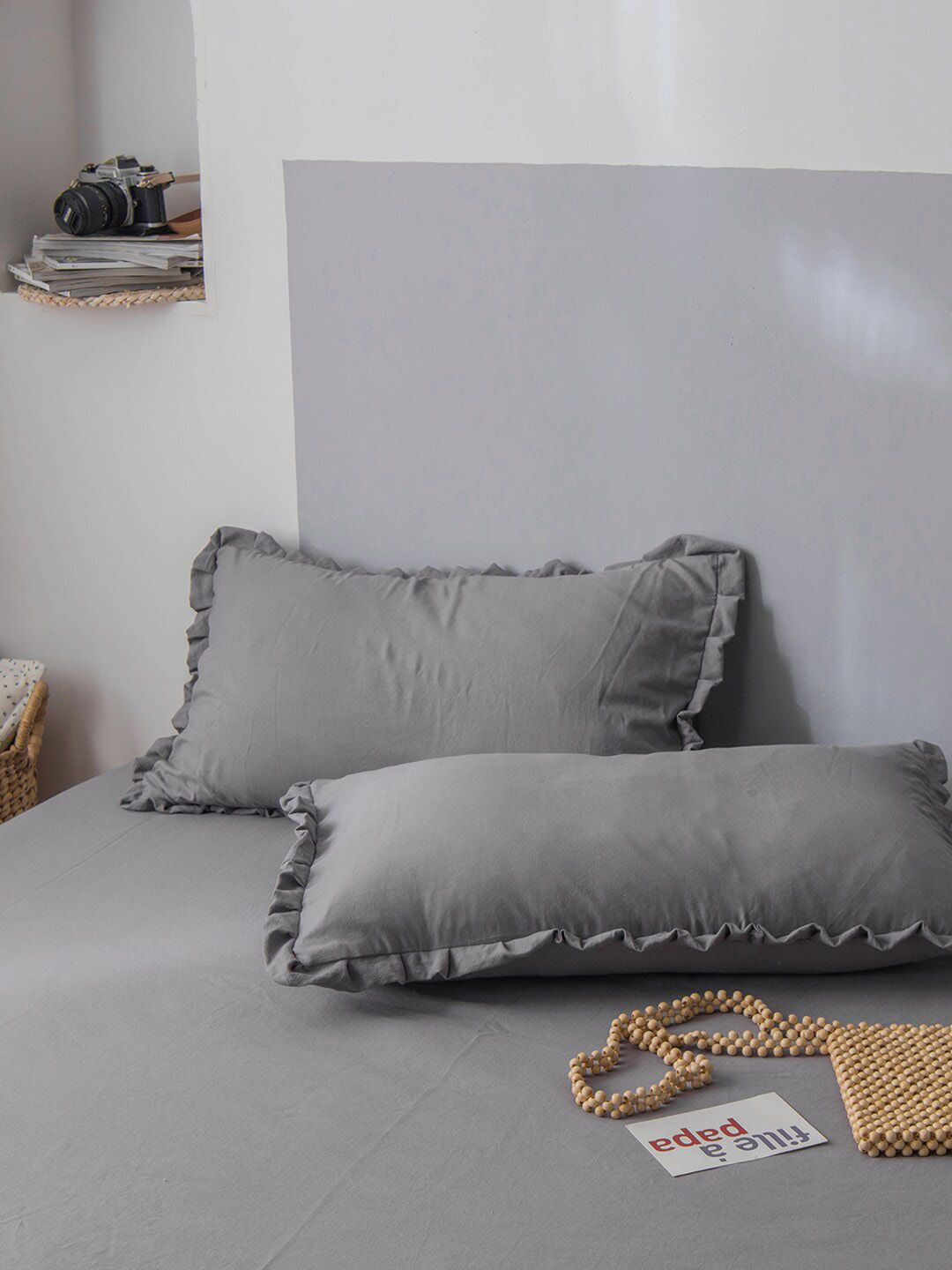 JC Collection Grey Solid Bedding Set Price in India