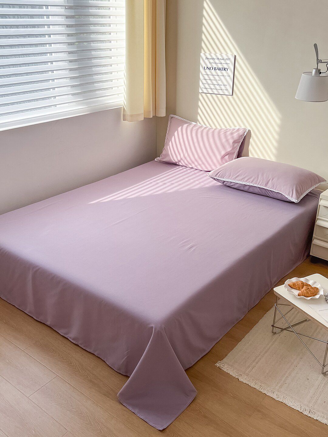 JC Collection Pink & White Solid Bedding Set Price in India