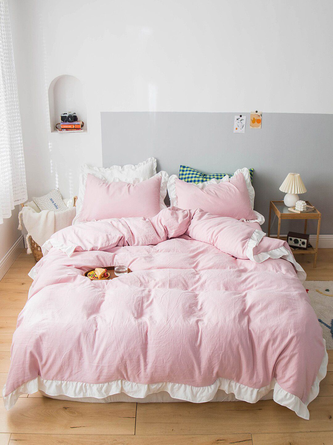 JC Collection Pink Solid Bedding Set Price in India