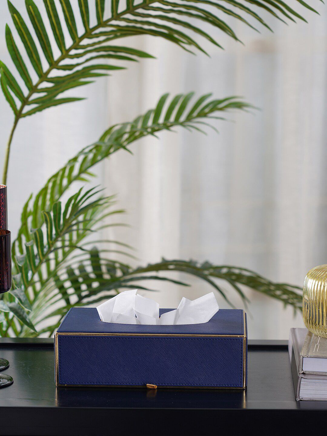 Pure Home and Living Navy Blue Tissue Box Price in India