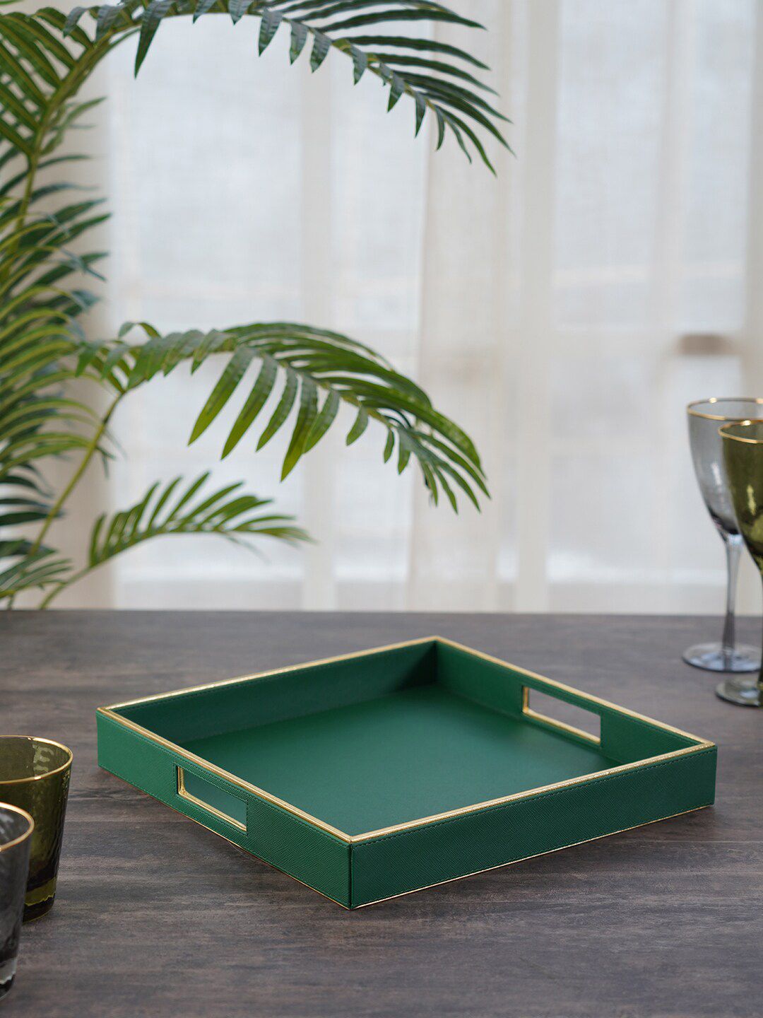 Pure Home and Living Green Elan Square Serving Tray Price in India