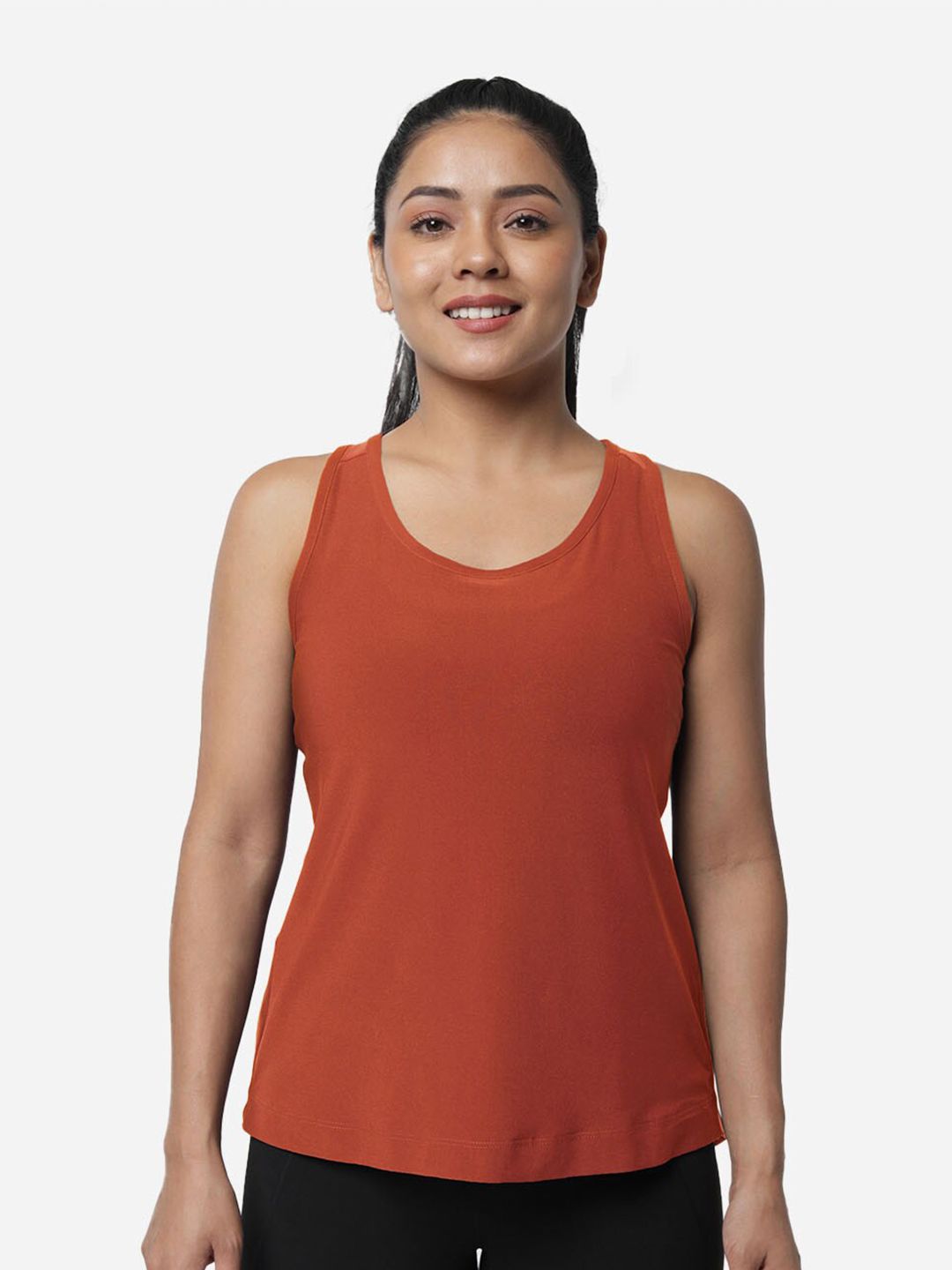 BlissClub Women Rust Solid T-shirt Price in India