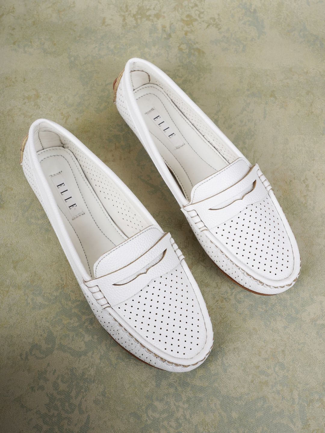 ELLE Women White Perforations Slip-On Sneakers Price in India