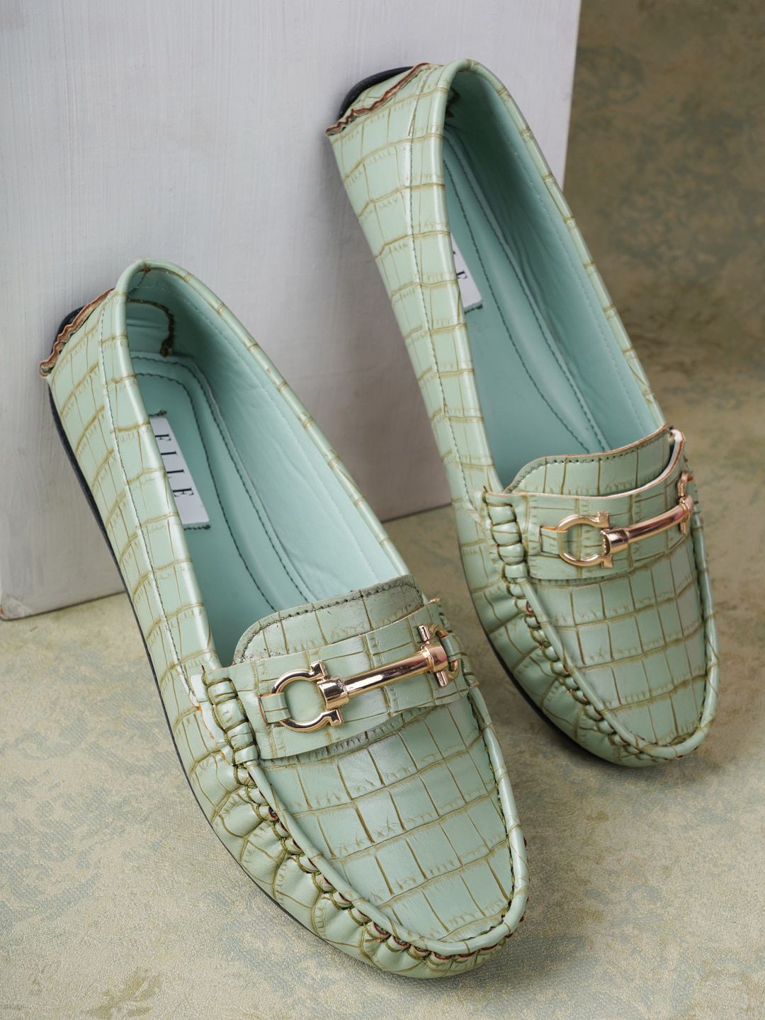 ELLE Women Sea Green Printed Loafers Price in India