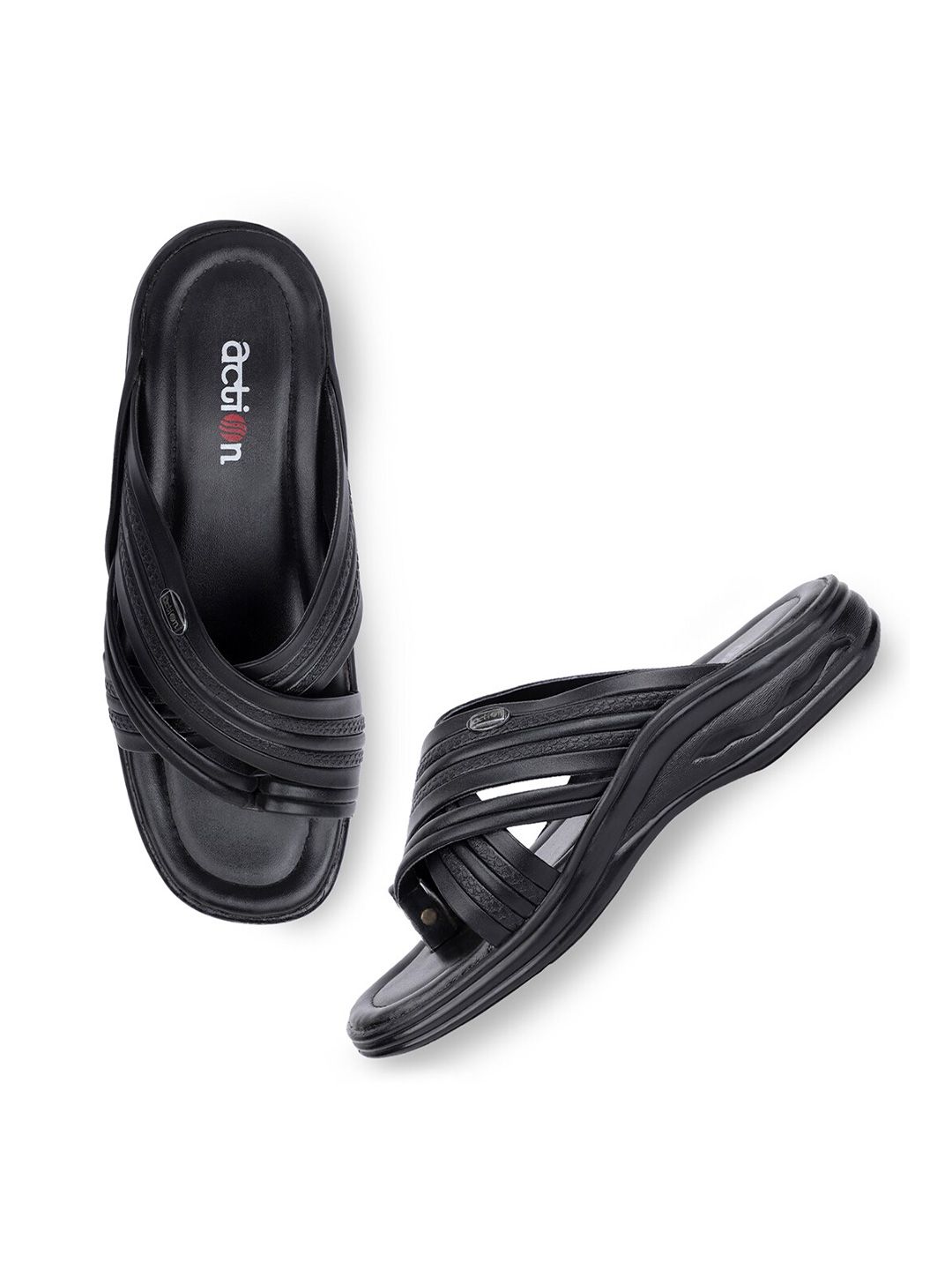Action Men Black Solid Slip-On