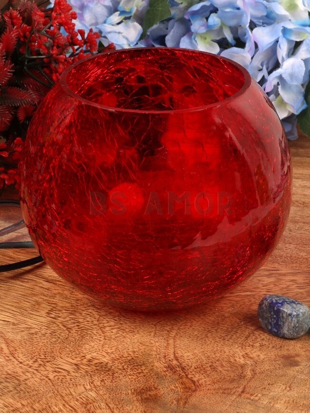 BS AMOR Red Textured Glass Vase Price in India