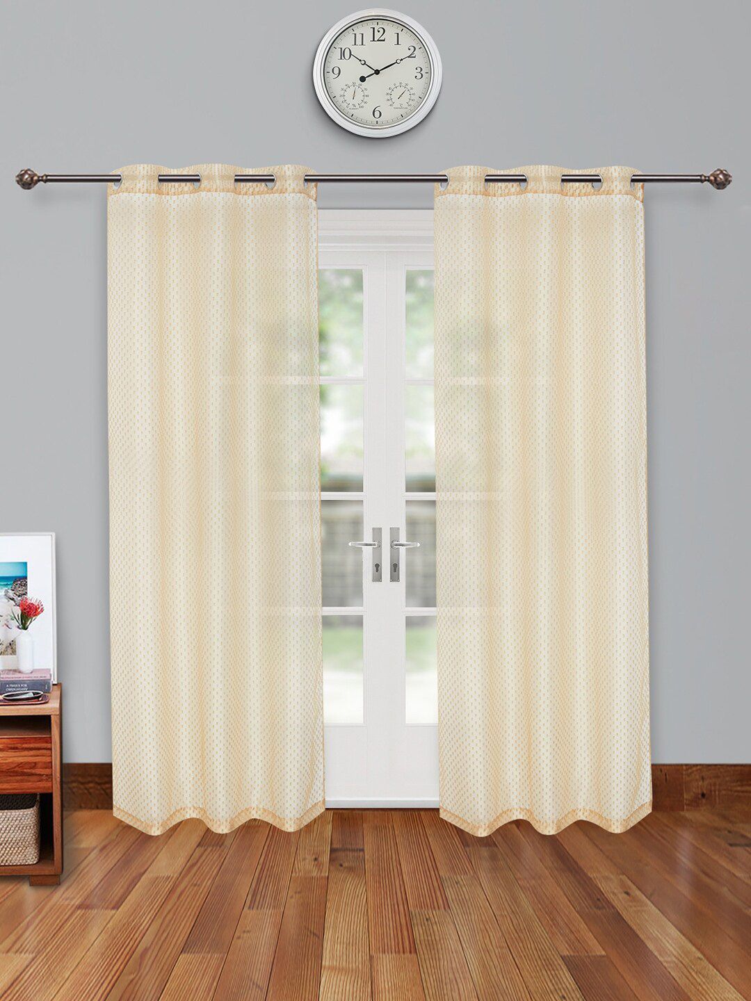 HomeTown Set of 2 Gold-Toned Sheer Door Curtain Price in India