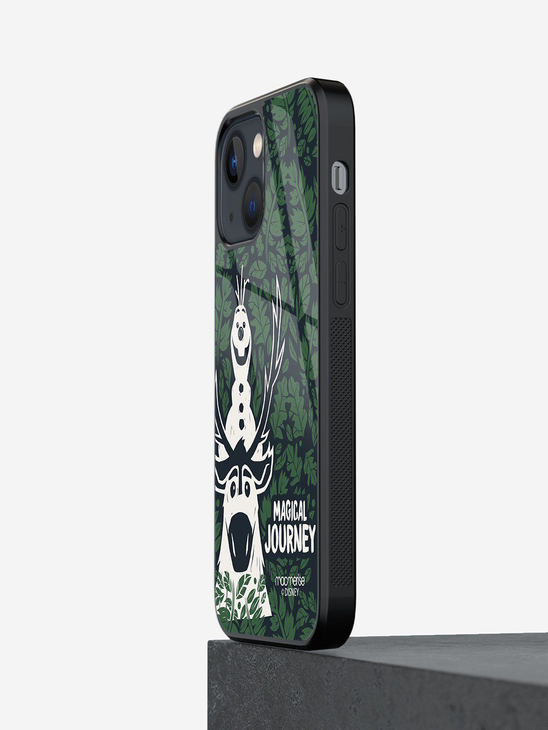 macmerise Green & White Printed Magical Journey Glass iPhone 13 Back Case Price in India