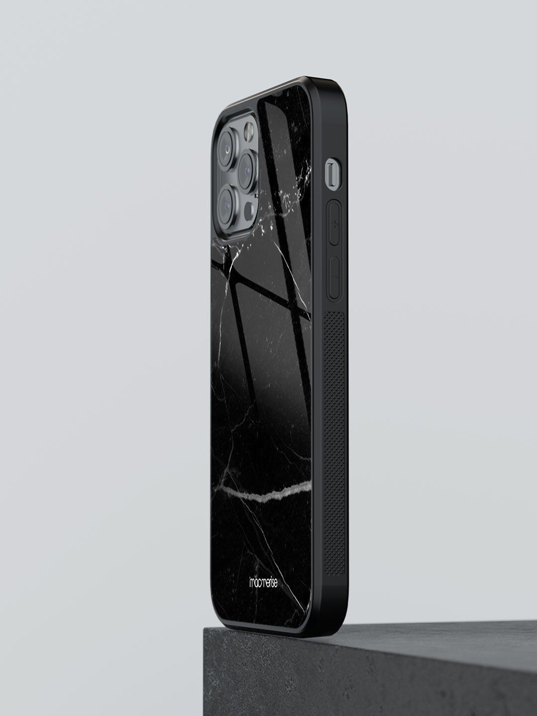 macmerise Black Marble Noir Printed iPhone 12 Pro Back Case Price in India