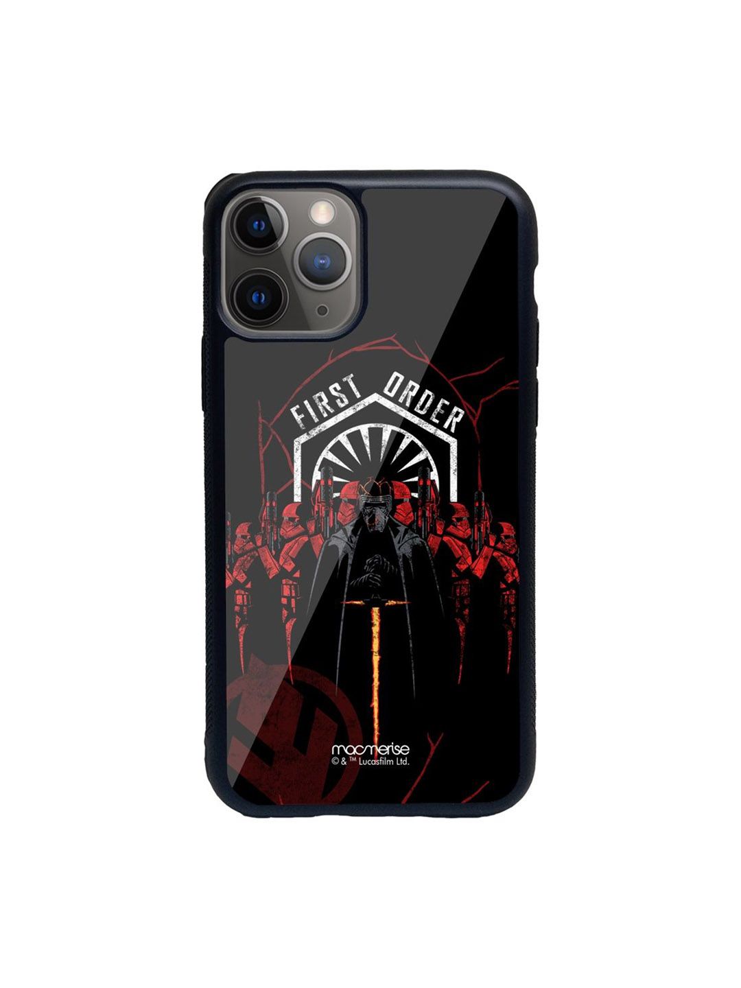 macmerise Black Printed First Order iPhone 11 Pro Glass Phone Back Case Price in India