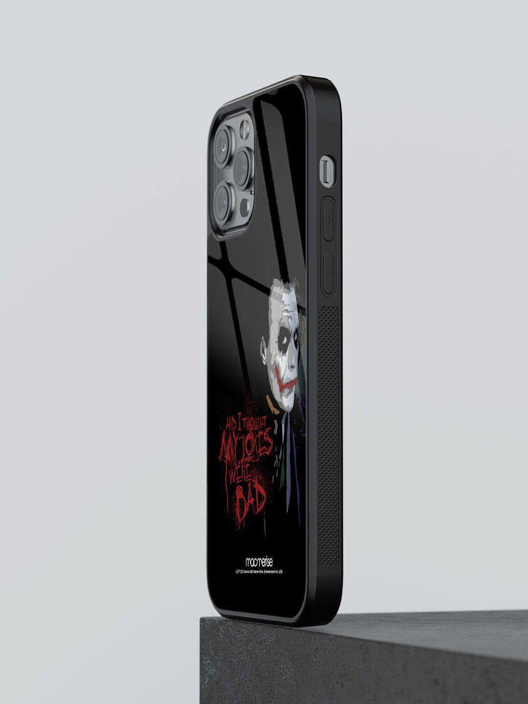 macmerise Black & Red Printed Jokers Sarcasm iPhone 12 Pro Max Glass Phone Back Case Price in India