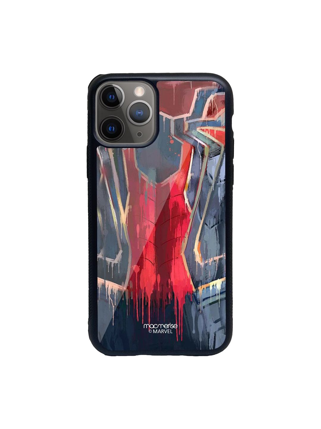 macmerise Red & Blue Grunge Suit Spidey Printed iPhone 11 Pro Glass Back Case Price in India