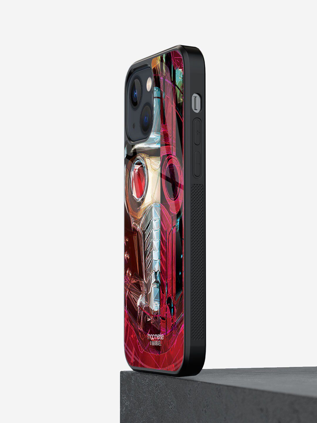 macmerise Black & Red Printed iPhone 13 Mini Glass Back Case Price in India