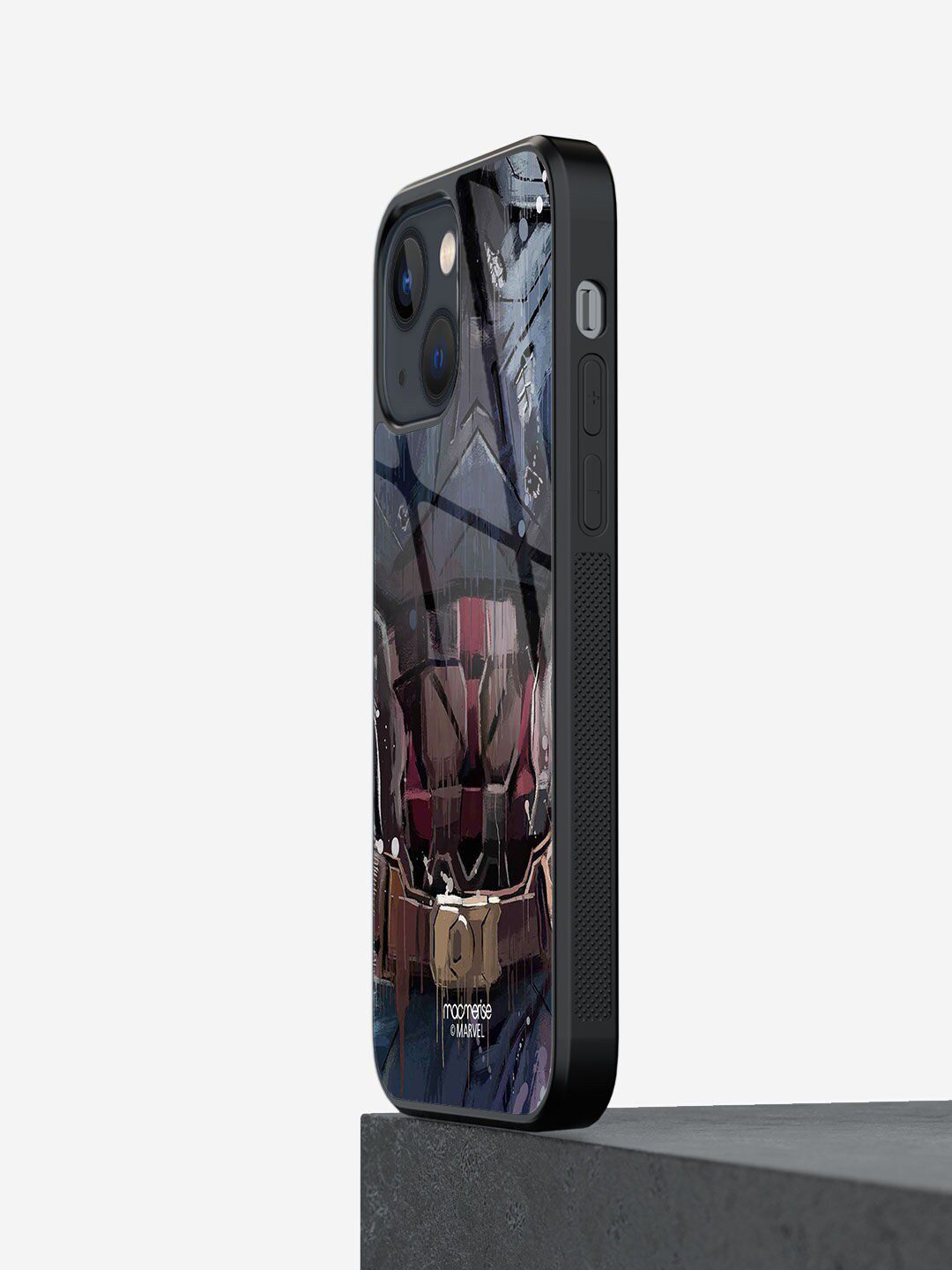 macmerise Black Printed Grunge Suit Steve Glass iPhone 13 Mini Back Case Price in India