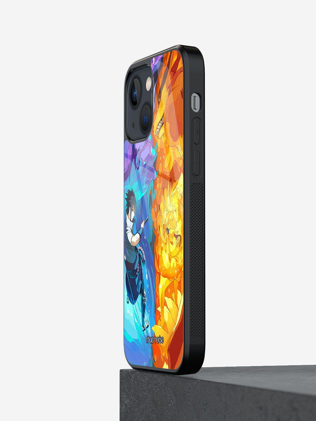 macmerise Blue & Orange Printed iPhone 13 Glass Phone Case Price in India