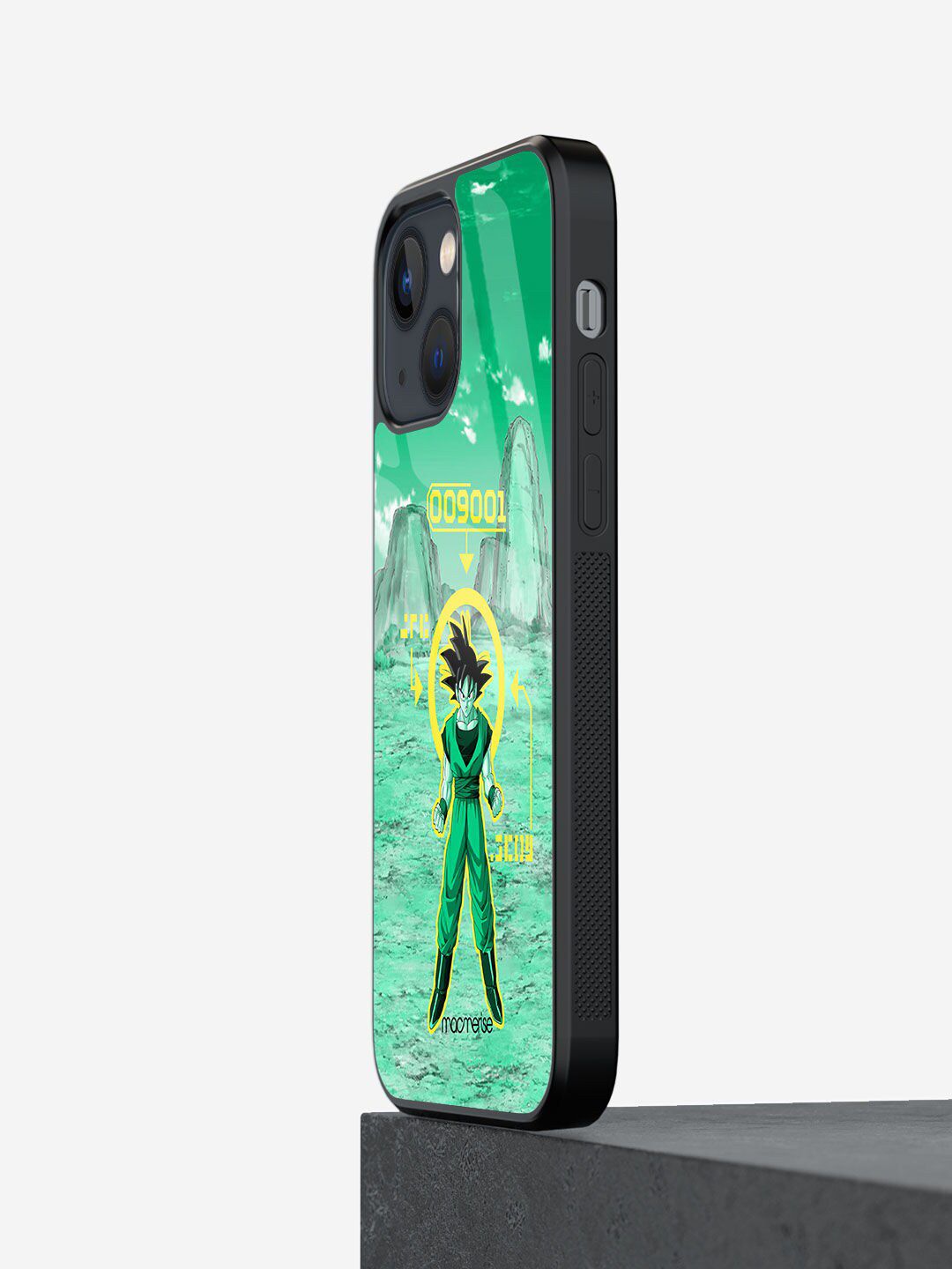 macmerise Green & Yellow Printed Over 9000 iPhone 13 Mini Glass Phone Back Case Price in India