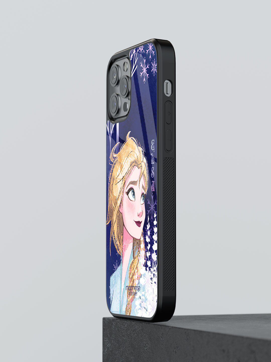 macmerise Blue Printed Strong Elsa iPhone 12 Pro Max Glass Phone Back Case Price in India