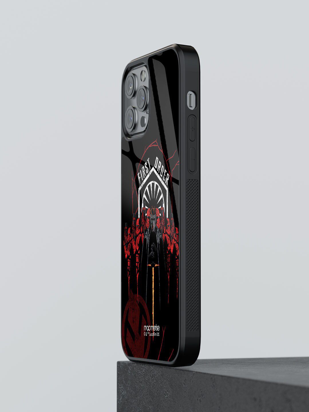 macmerise Black & Red Printed iPhone 12 Pro Max Glass Phone Case Price in India
