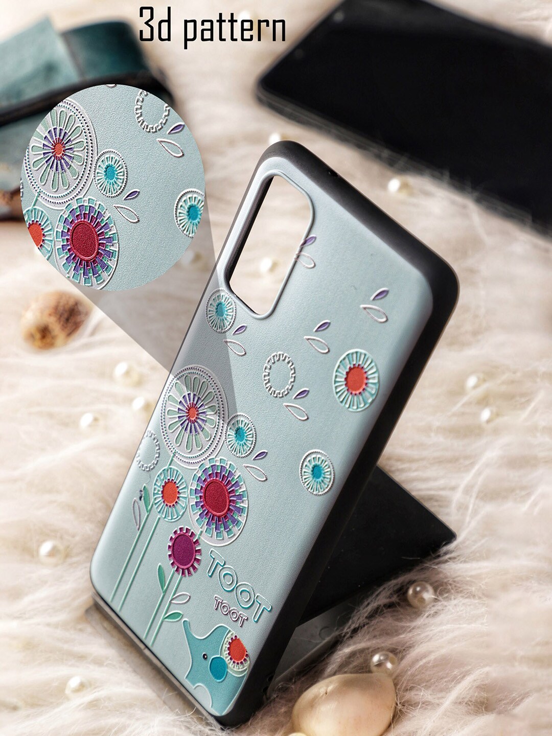 DOOBNOOB Turquoise Blue 3D Patterned Samsung Galaxy S21 Ultra Back Case Price in India