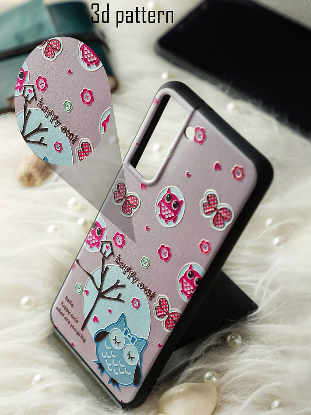 DOOBNOOB Peach Colored Printed Happy Owl Samsung Galaxy S20 Phone Back Case Price in India