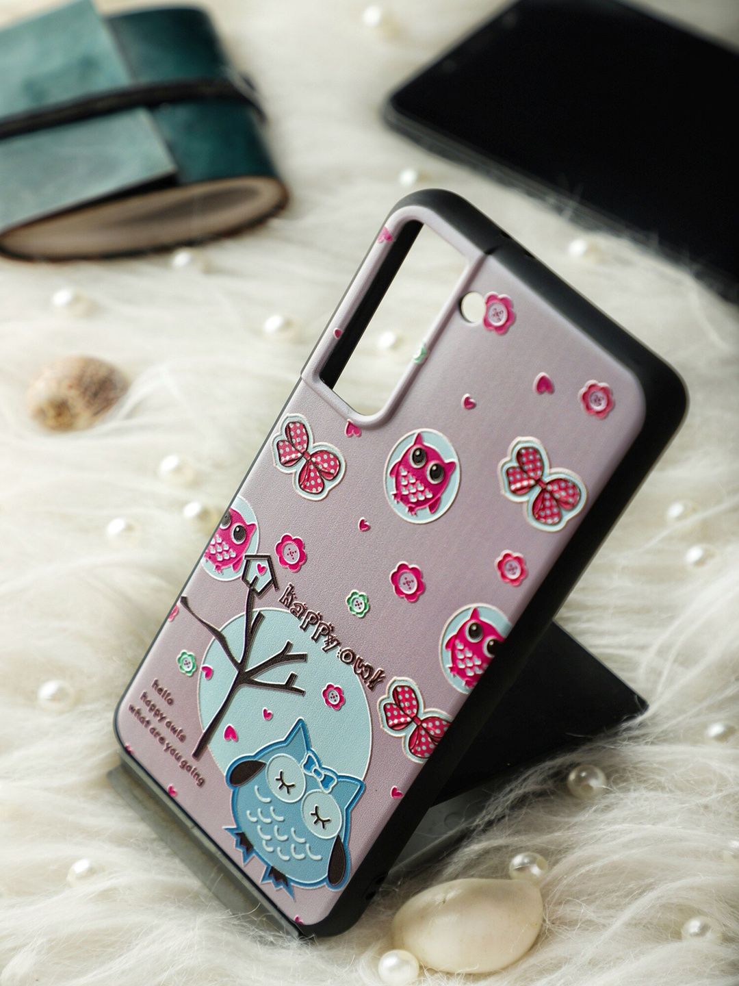 DOOBNOOB Peach Happy Owl 3D Patterned One Plus Back Case Price in India