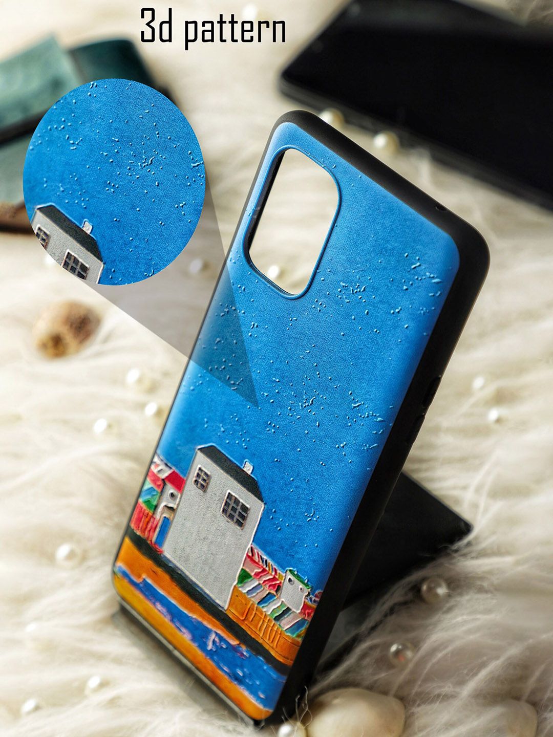 DOOBNOOB Blue & White Printed Sunny Beach iPhone 12 Mini Back Case Price in India