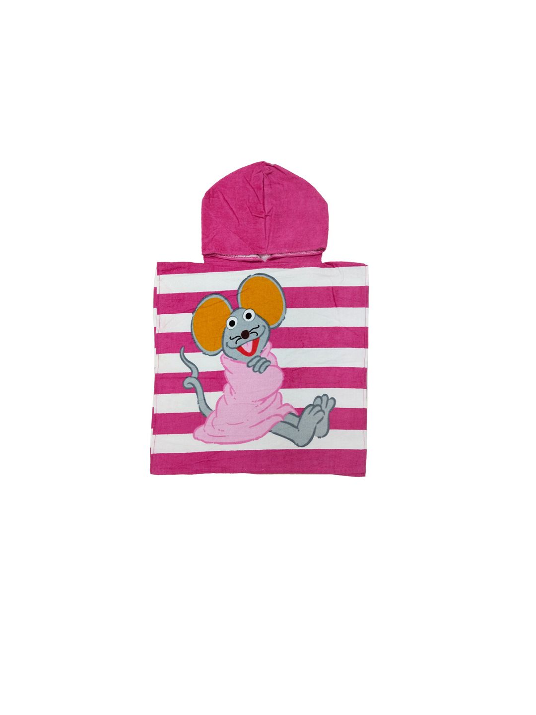 Athom Trendz Kids Pink Printed 350 GSM Cotton Hooded Bath Towel