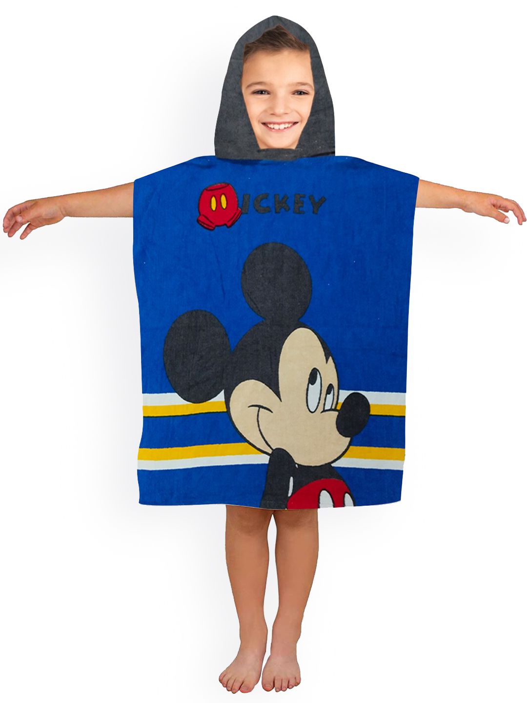 Athom Trendz Kids Blue & Red Printed 350 GSM Cotton Hooded Bath Towel
