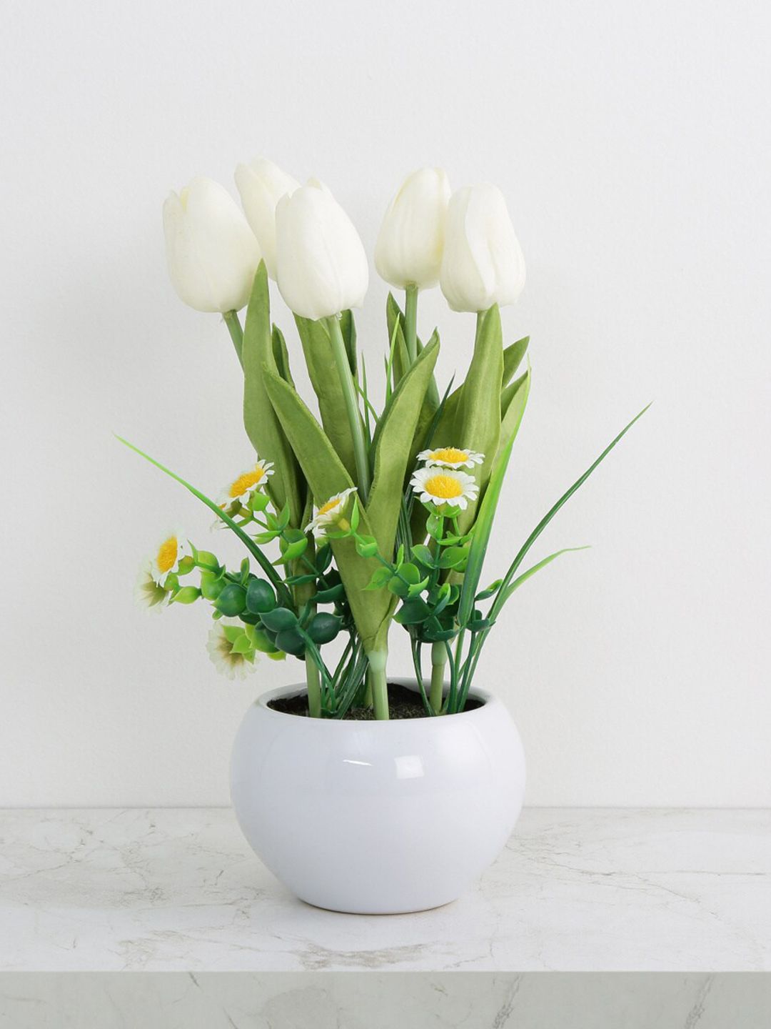 Home Centre White Gardenia Artificial Flowers With Plastic Pot Price in India