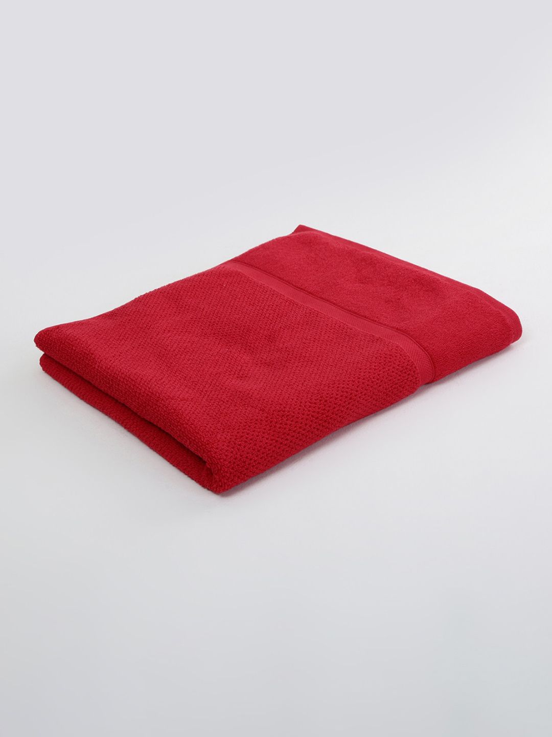Home Centre Red Solid 550 GSM Cotton Bath Towel Price in India