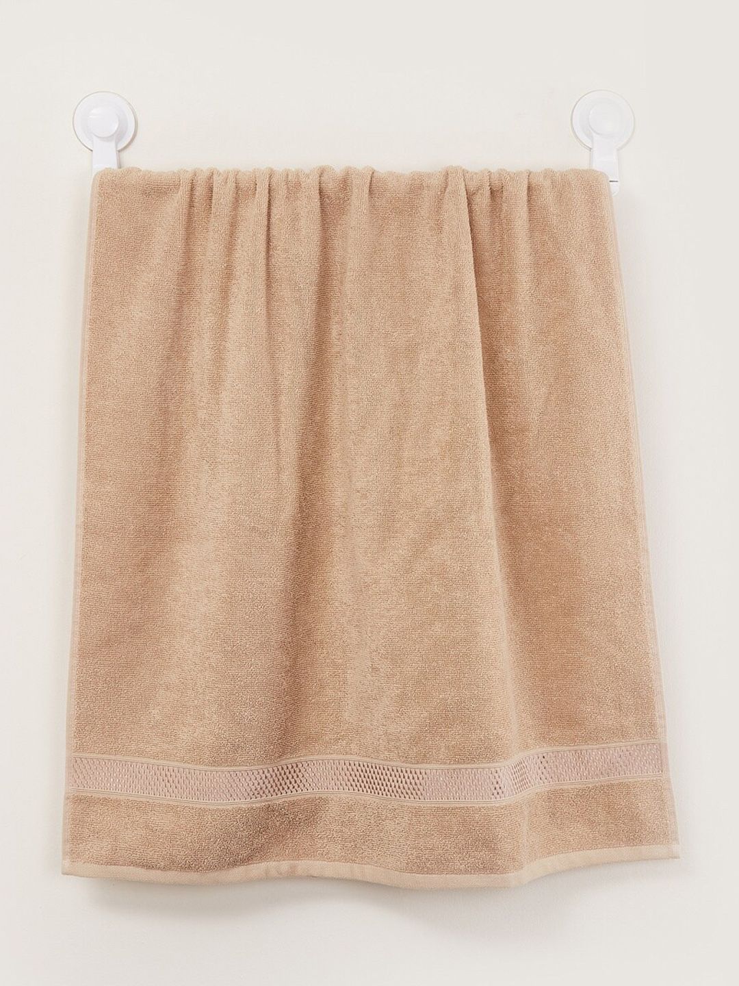 Home Centre Beige Solid 450 GSM Cotton Bath Towel Price in India