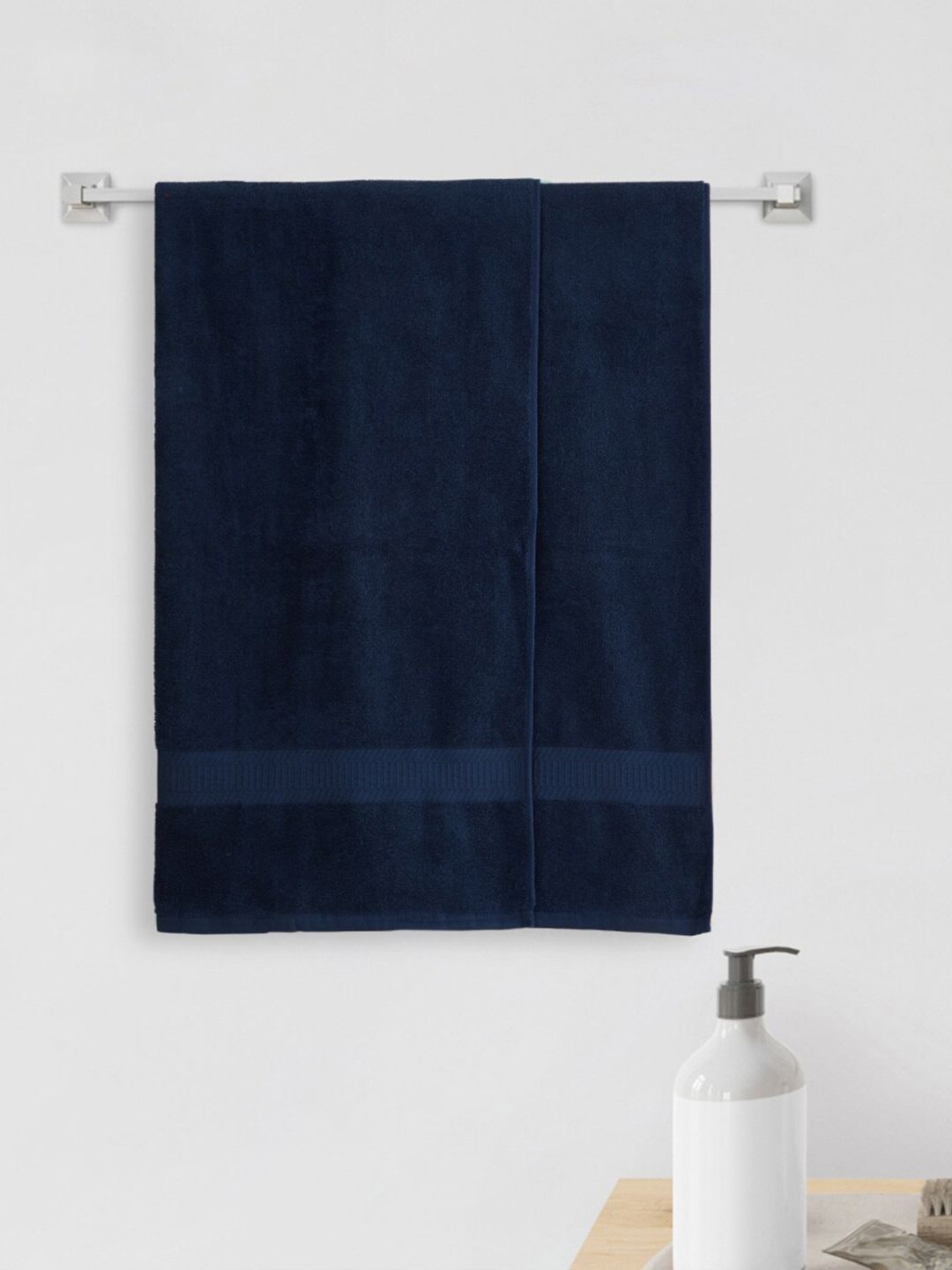 Home Centre Set Of 2 Blue Solid 380 GSM Cotton Bath Towels Price in India