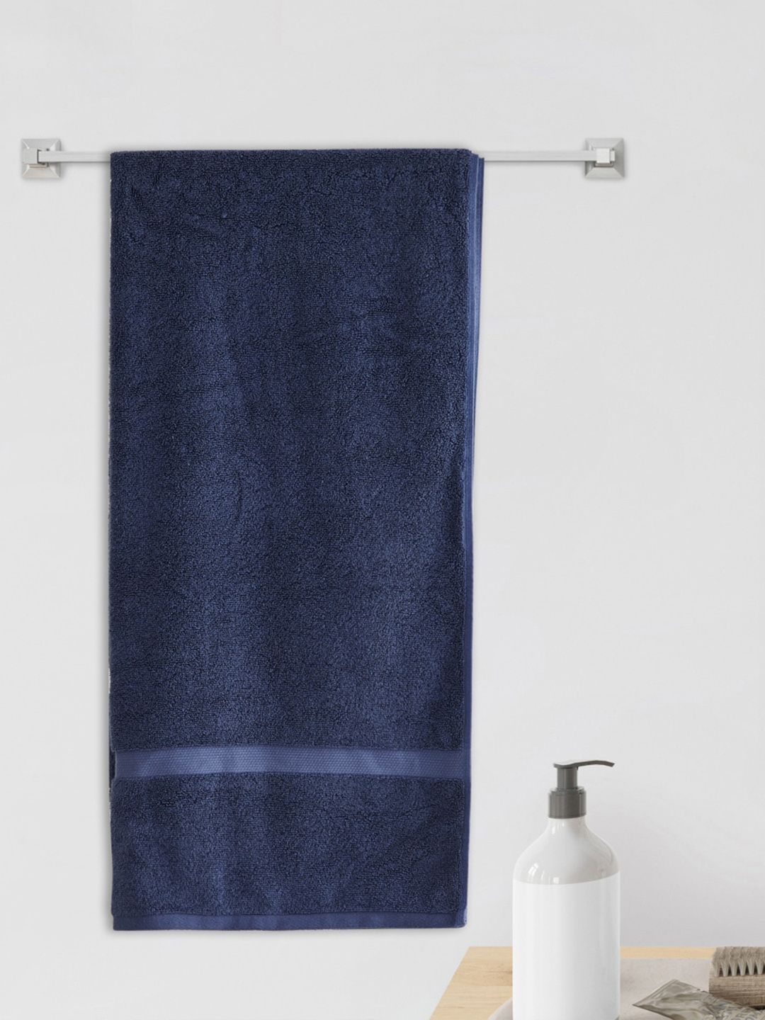 Home Centre Blue Solid 380 GSM Cotton Bath Towel Price in India