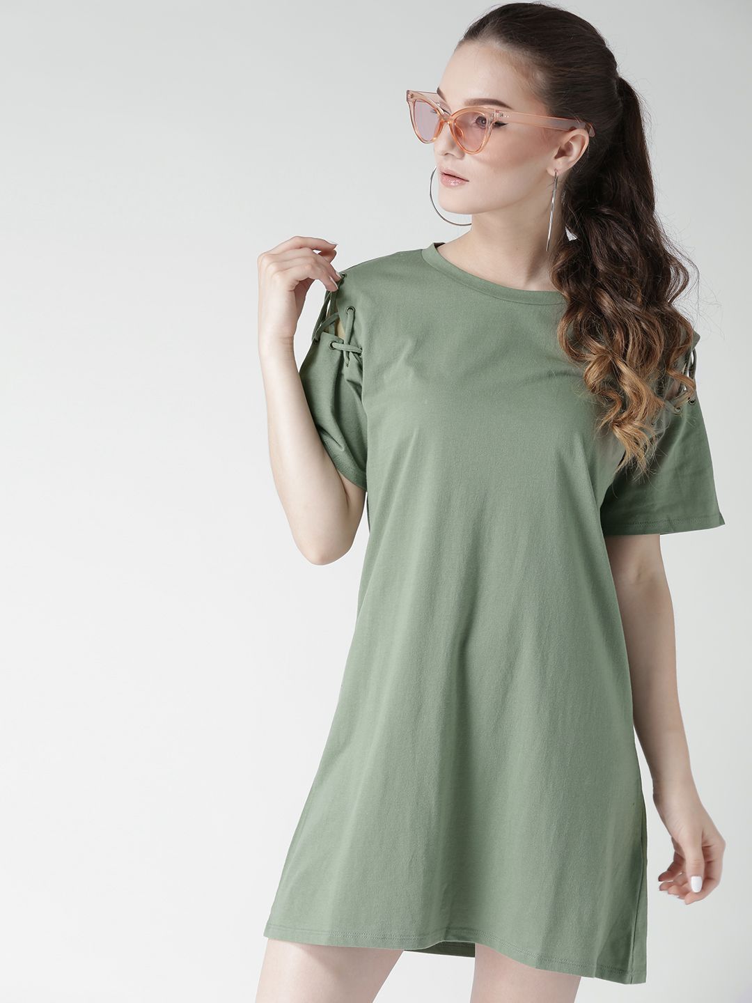 Buy FOREVER 21 Women Olive Green Solid T-shirt Dress - Dresses for Women  1991457 | Myntra