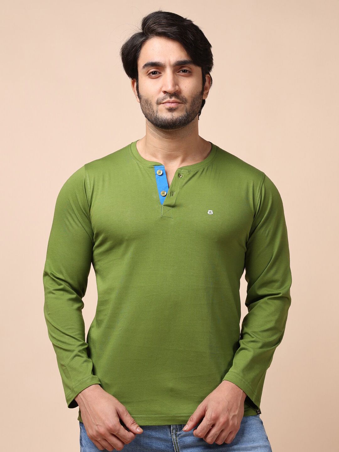 berry blues Men Green Cotton T-shirt