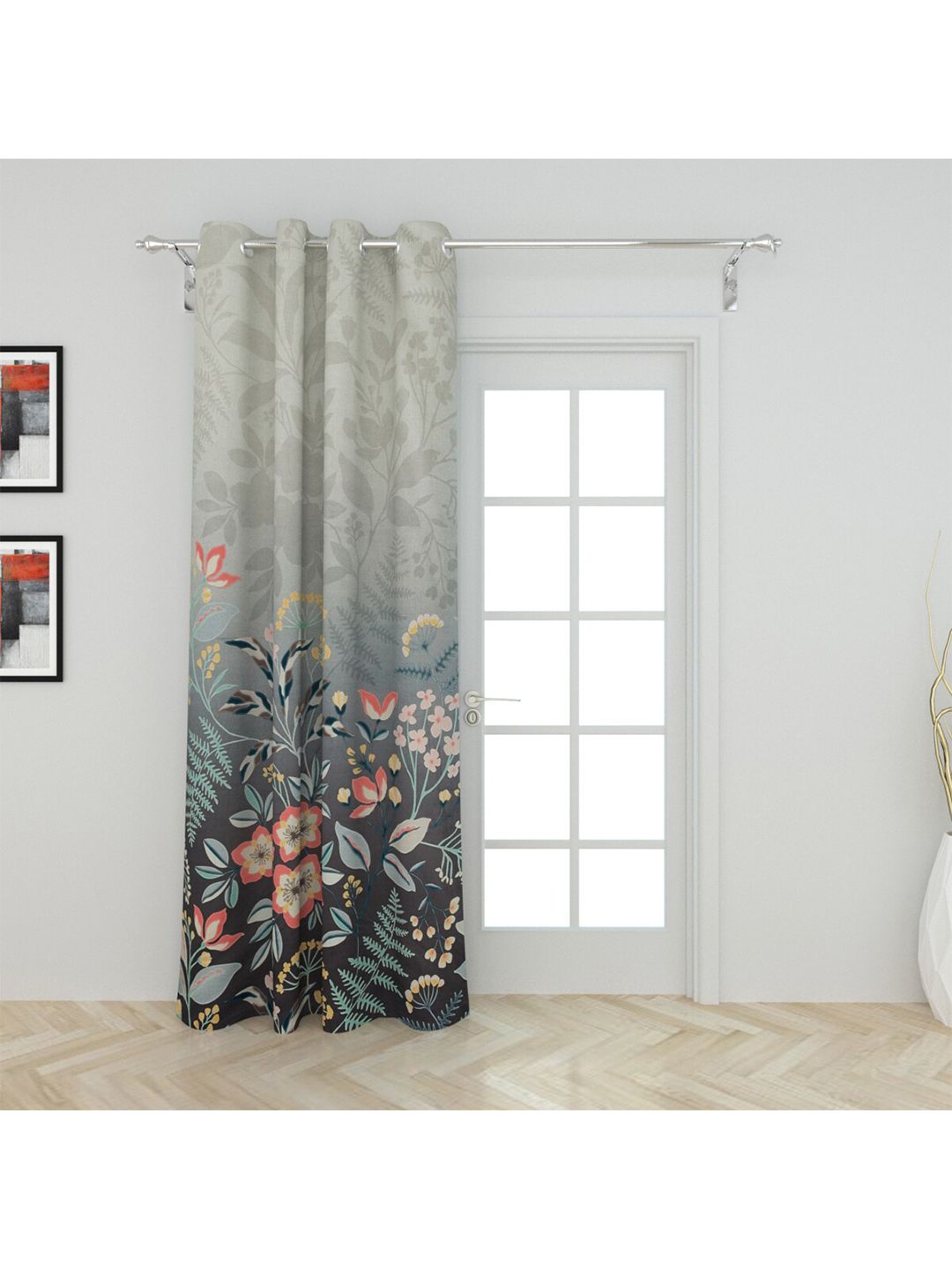 Home Centre Blue & Pink Floral Door Curtain Price in India