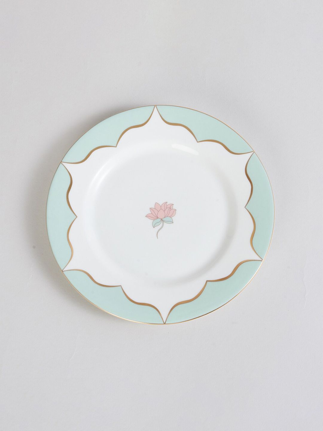 Home Centre White & Blue 1 Pieces Handcrafted Printed Bone China Glossy Plates Price in India