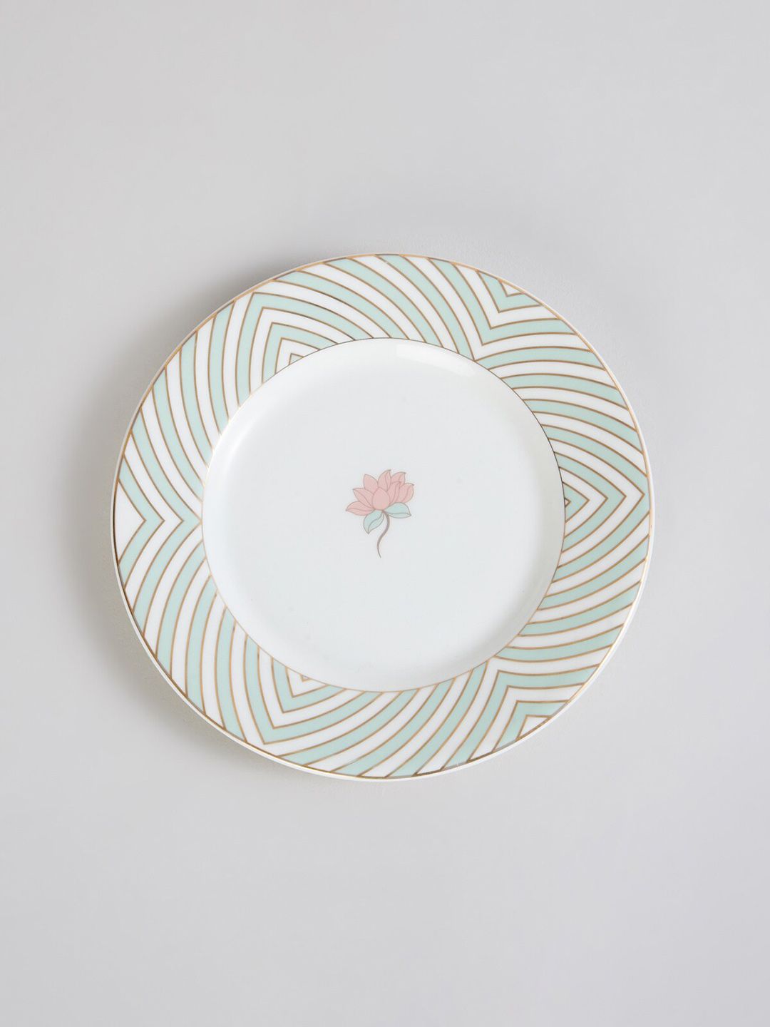 Home Centre White & Pink 1 Pieces Floral Printed Bone China Glossy Plates Price in India