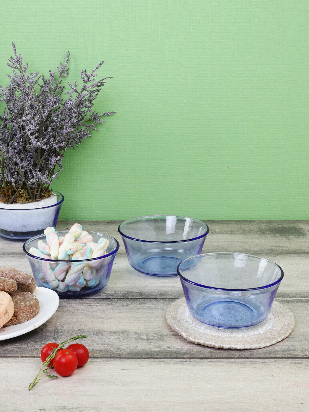 DURALEX Blue Pack of 6 Glass Glossy Bowls Price in India