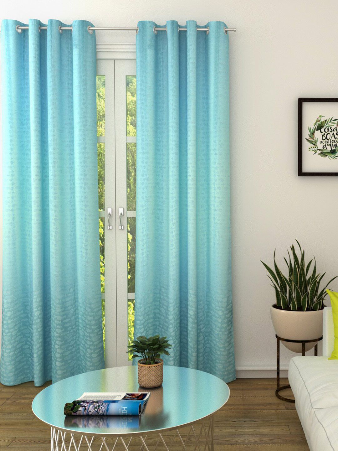 HomeTown Green Set of 2 Room Darkening Door Curtain Price in India