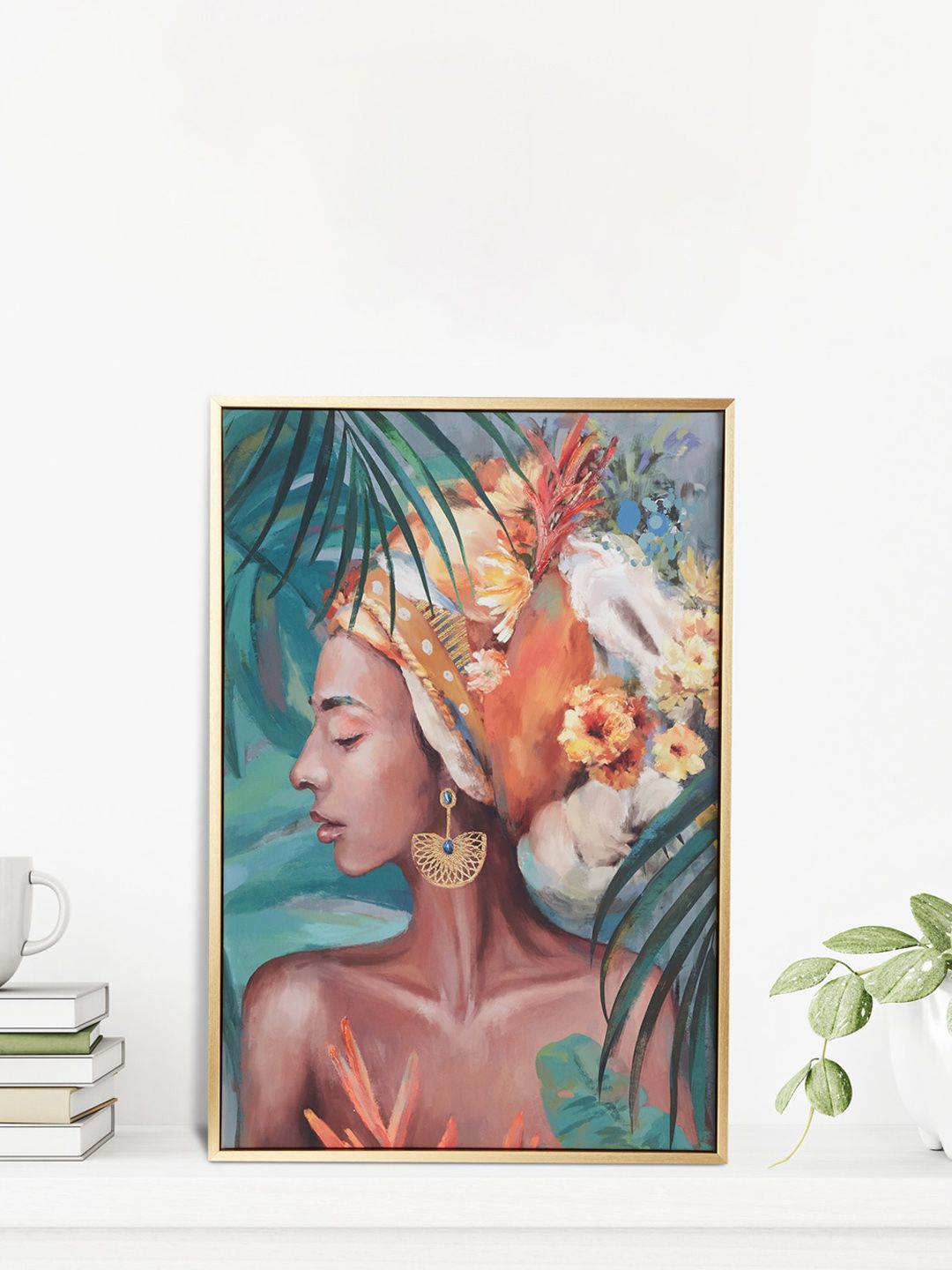 Home Centre Blue Women Of Rainforest Printed Wall Art Price in India