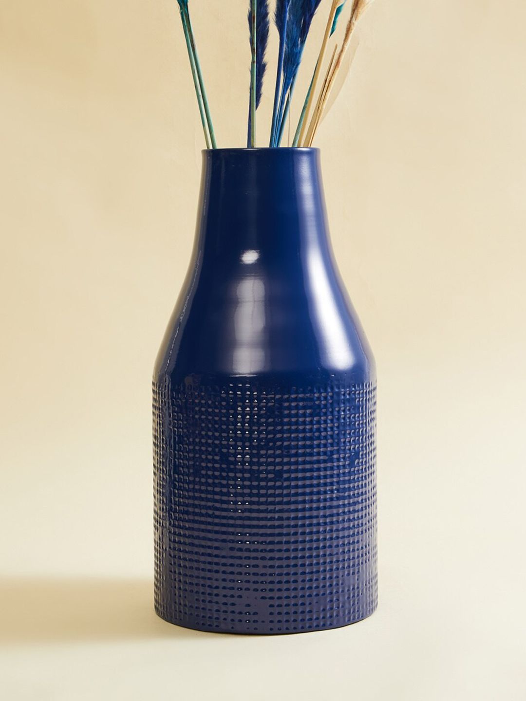 Home Centre Blue Textured Metal Vases Price in India