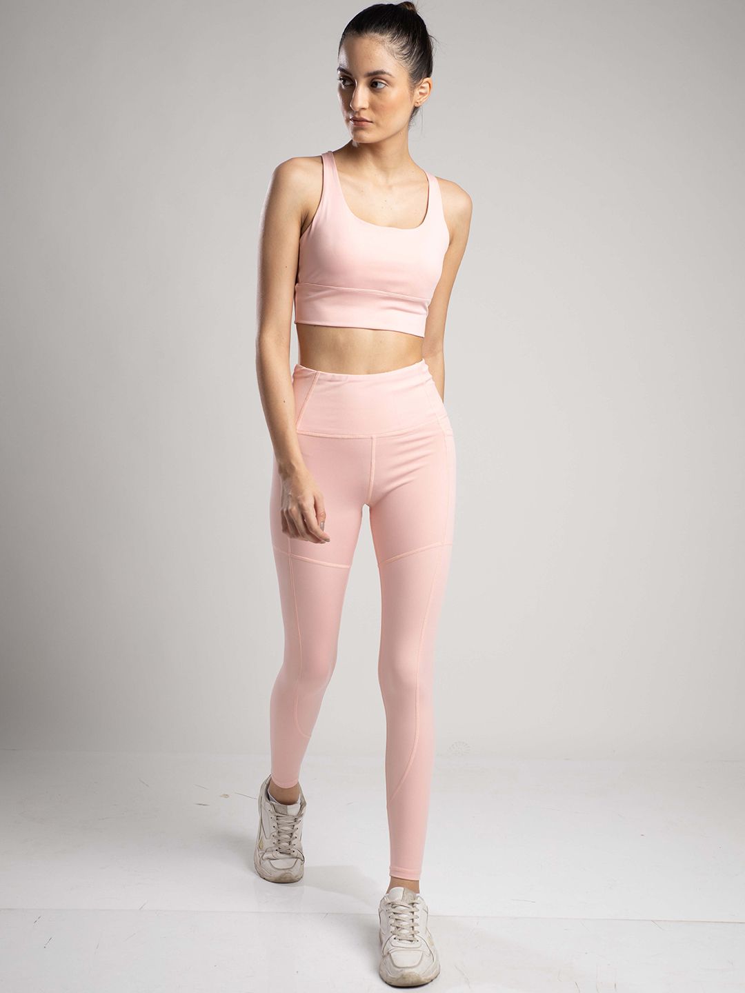 SKNZ Women Pink Solid Top & Tights Set Price in India
