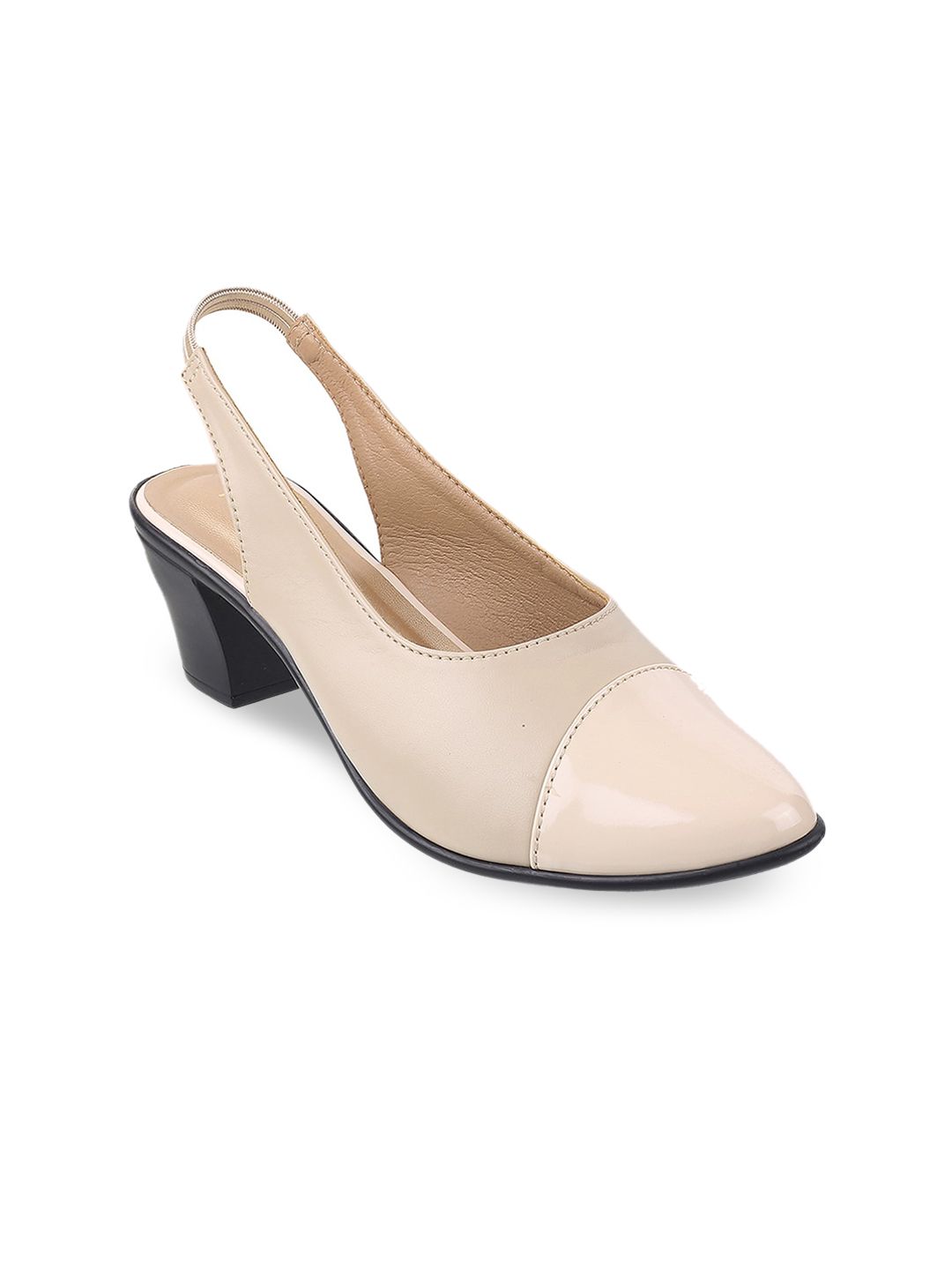 Metro Beige Block Pumps