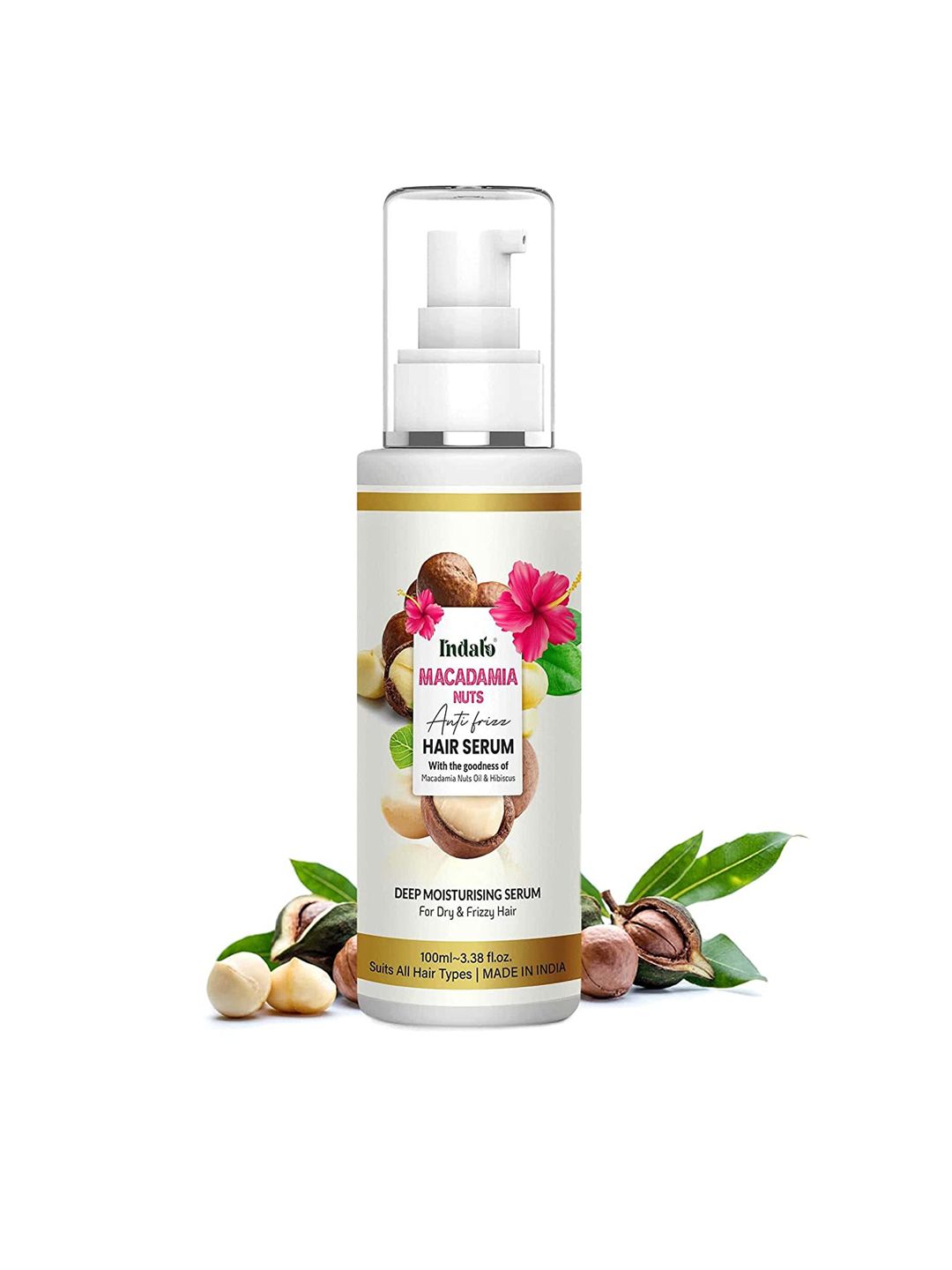 INDALO Macadamia Nut Oil Anti-Frizz Hair Serum For Dry & Frizzy - 100ml