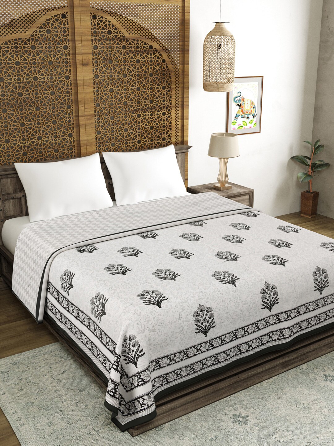 BLOCKS OF INDIA Ethnic Motifs AC Room 150 GSM Double Bed Dohar Price in India